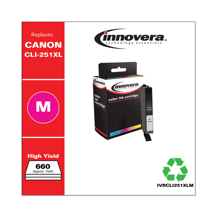 Remanufactured Magenta High-Yield Ink, Replacement for CLI-251XL (6450B001), 660 Page-Yield