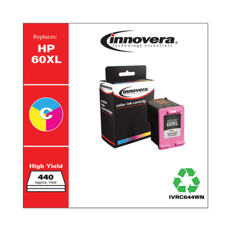 Remanufactured Tri-Color High-Yield Ink, Replacement for 60XL (CC644WN), 440 Page-Yield