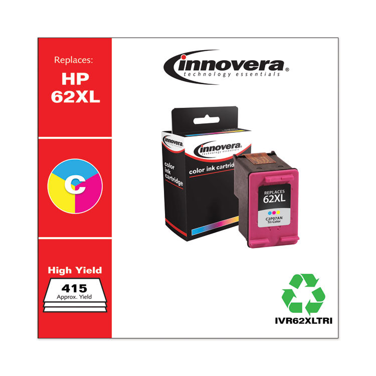 Remanufactured Tri-Color High-Yield Ink, Replacement for 62XL (C2P07AN), 415 Page-Yield