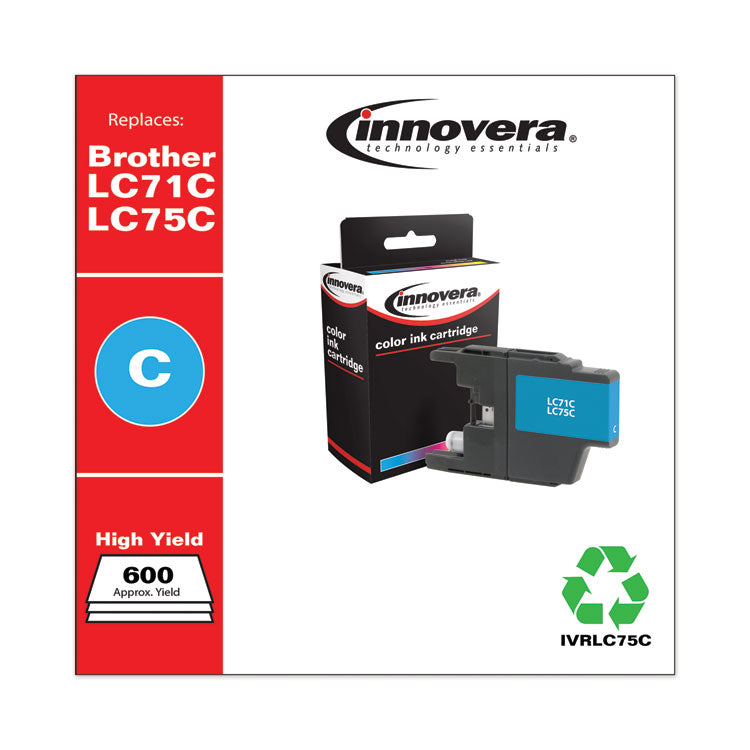 Remanufactured Cyan High-Yield Ink, Replacement for LC75C, 600 Page-Yield