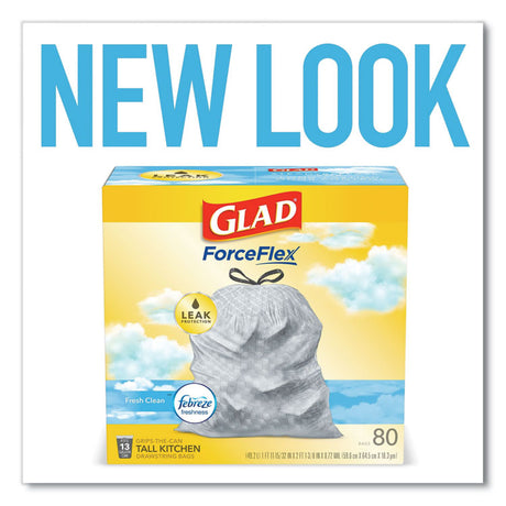 OdorShield Tall Kitchen Drawstring Bags, 13 gal, Fresh Clean Scent, 24  x 27.38 , White, 80/Box