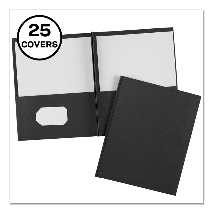 Two-Pocket Folder, Prong Fastener, 0.5" Capacity, 11 x 8.5, Black, 25/Box