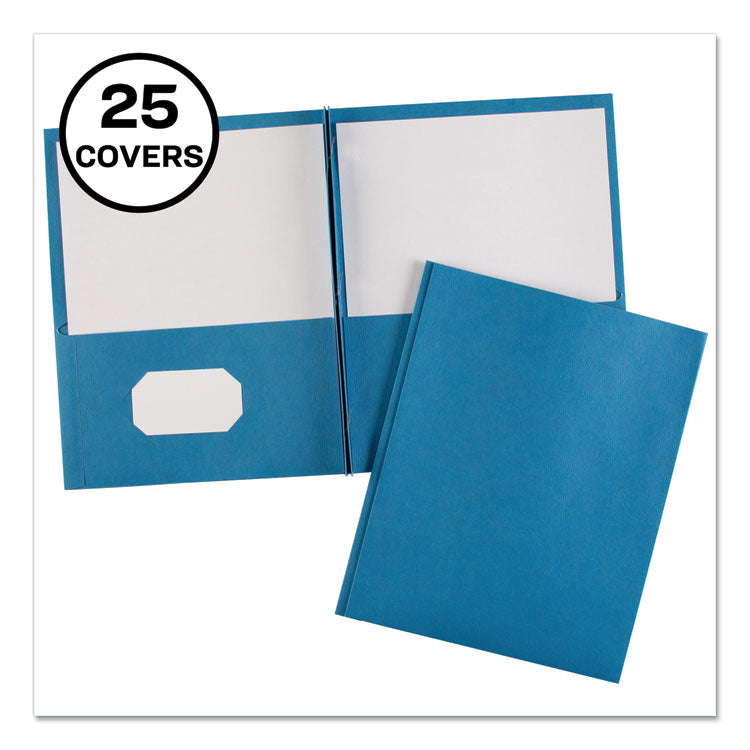 Two-Pocket Folder, Prong Fastener, 0.5" Capacity, 11 x 8.5, Light Blue, 25/Box