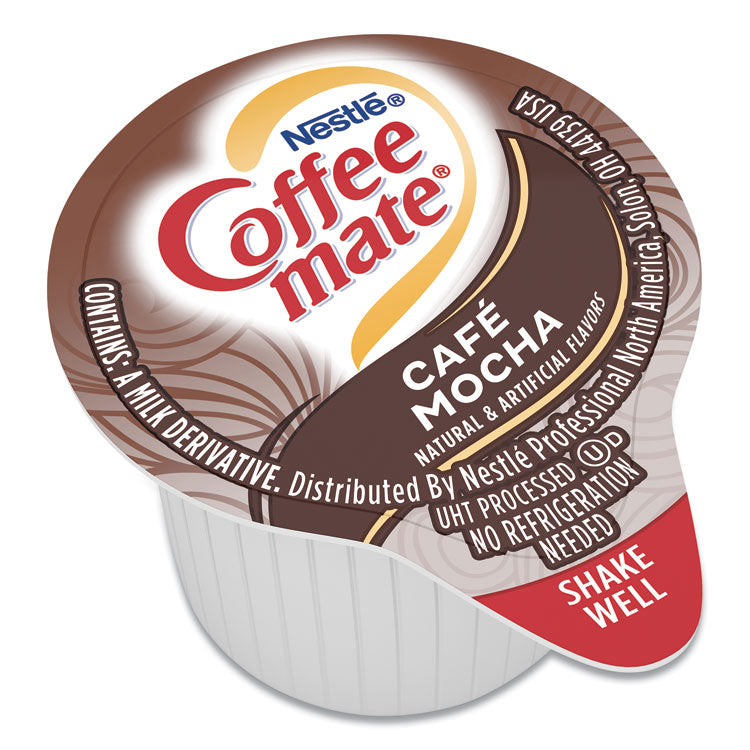 Liquid Coffee Creamer, Cafe Mocha, 0.38 oz Mini Cups, 50/Box