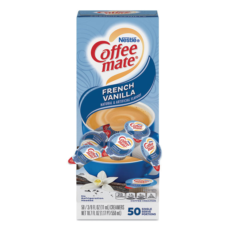 Liquid Coffee Creamer, French Vanilla, 0.38 oz Mini Cups, 50/Box, 4 Boxes/Carton, 200 Total/Carton