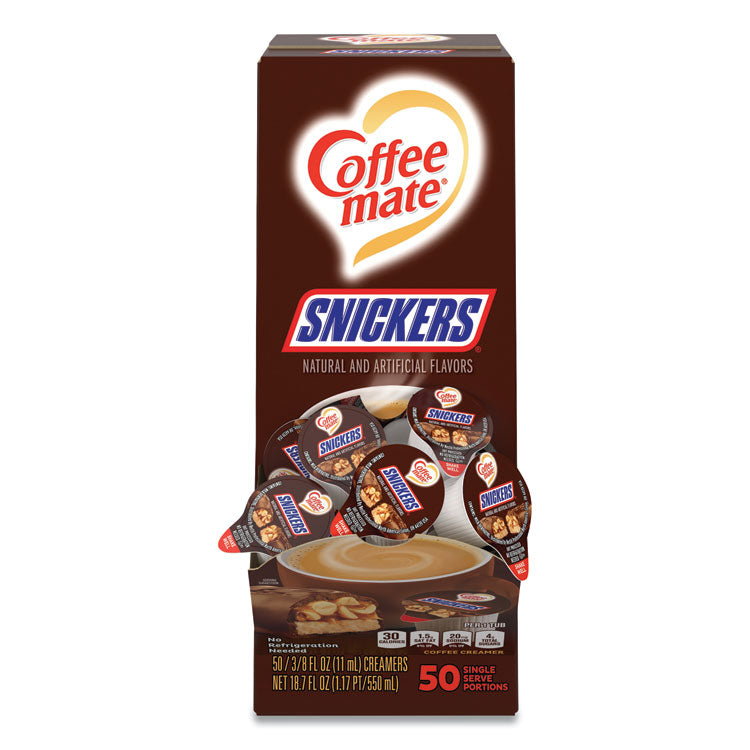 Liquid Coffee Creamer, Snickers, 0.38 oz Mini Cups, 200 Cups/Carton