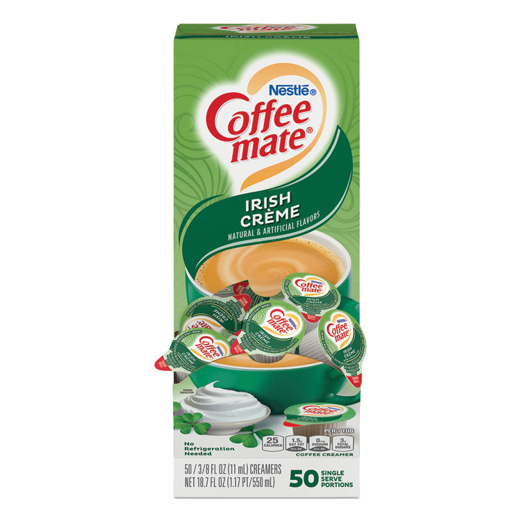 Liquid Coffee Creamer, Irish Creme, 0.38 oz Mini Cups, 50/Box, 4 Boxes/Carton, 200 Total/Carton