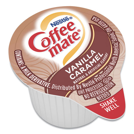 Liquid Coffee Creamer, Vanilla Caramel, 0.38 oz Mini Cups, 50/Box