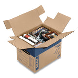 SmoothMove Prime Moving/Storage Boxes, Hinged Lid, Regular Slotted Container, Small, 12" x 16" x 12", Brown/Blue, 10/Carton