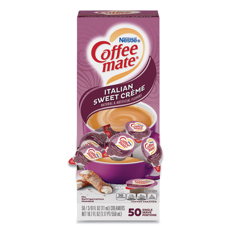 Liquid Coffee Creamer, Italian Sweet Creme, 0.38 oz Mini Cups, 50/Box