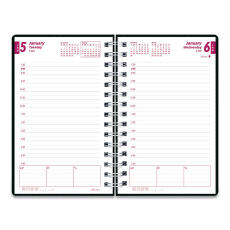 DuraFlex Daily Planner, 8 x 5, Black Cover, 12-Month (Jan to Dec): 2025