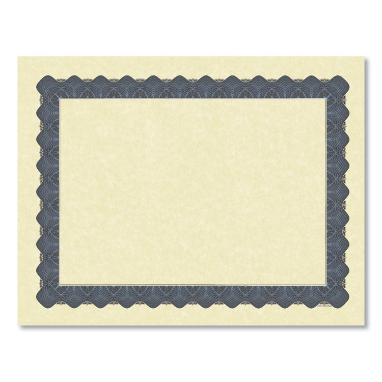 Metallic Border Certificates, 11 x 8.5, Ivory/Blue with Blue Border, 100/Pack