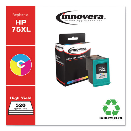 Remanufactured Tri-Color High-Yield Ink, Replacement for 75XL (CB338WN), 520 Page-Yield