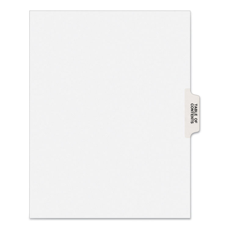 Preprinted Legal Exhibit Side Tab Index Dividers, Avery Style, 25-Tab, Table Of Contents, 11 x 8.5, White, 25/Pack