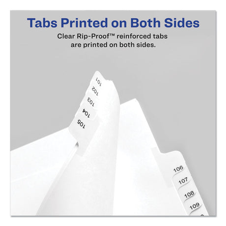 Preprinted Legal Exhibit Side Tab Index Dividers, Allstate Style, 25-Tab, 101 to 125, 11 x 8.5, White, 1 Set, (1705)