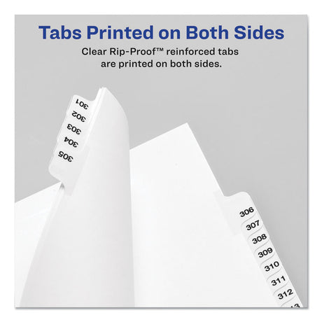 Preprinted Legal Exhibit Side Tab Index Dividers, Avery Style, 25-Tab, 51 to 75, 11 x 8.5, White, 1 Set, (1332)