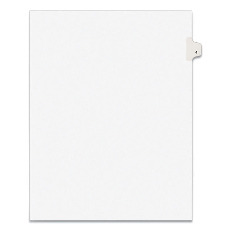 Preprinted Legal Exhibit Side Tab Index Dividers, Avery Style, 10-Tab, 4, 11 x 8.5, White, 25/Pack