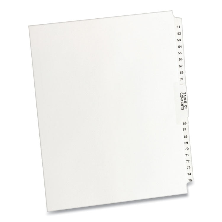 Preprinted Legal Exhibit Side Tab Index Dividers, Avery Style, 26-Tab, 51 to 75, 11 x 8.5, White, 1 Set