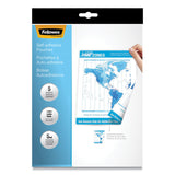 Self-Adhesive Laminating Pouches, 5 mil, 9" x 11.5", Gloss Clear, 5/Pack