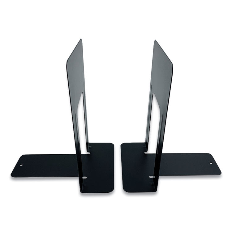 Steel Bookends, Contemporary Style, Nonskid, 6 x 8 x 9.25, Black, 1 Pair