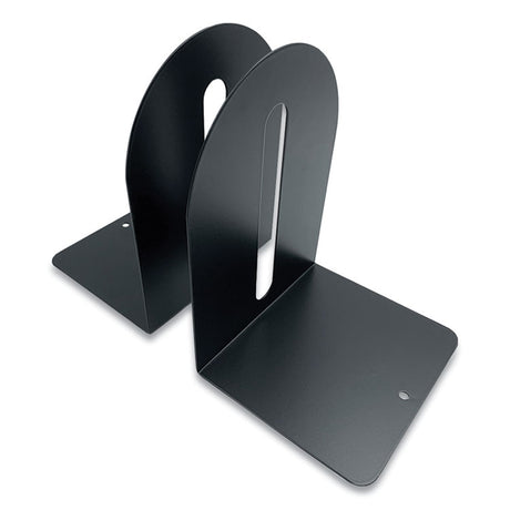 Steel Bookends, Fashion Style, Nonskid, 5.5 x 4.75 x 7.25, Black, 1 Pair