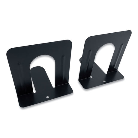 Steel Bookends, Contemporary Style, Nonskid, 4.75 x 4.75 x 4.75, Black, 1 Pair