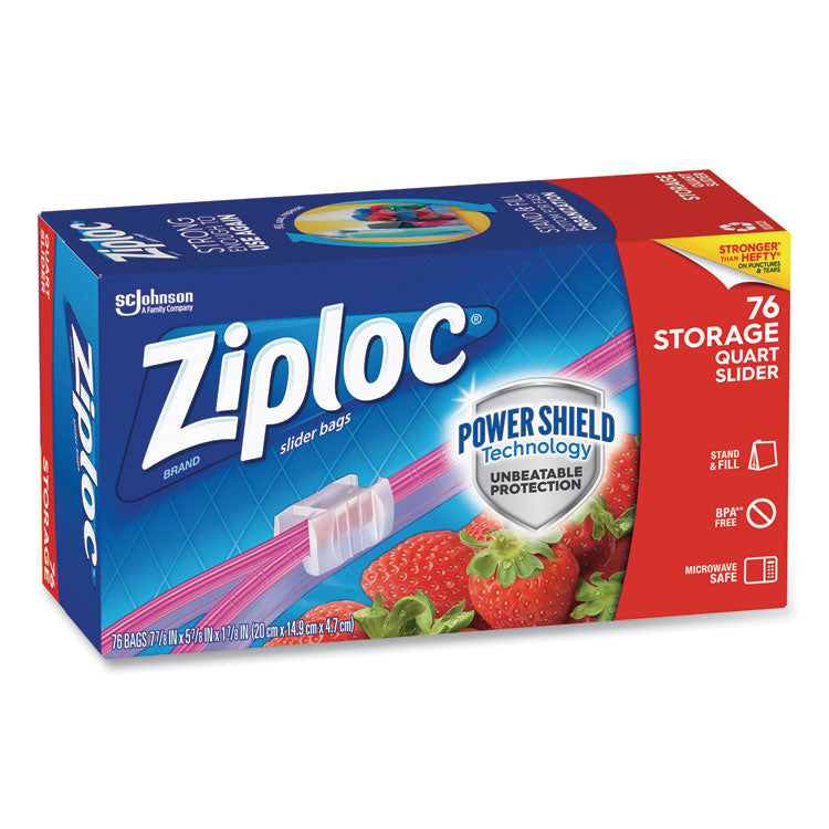 Slider Storage Bags, Quart, 5.88  x 1.88  x 7.88 , Clear, 76 Bags/Box, 9 Boxes/Carton