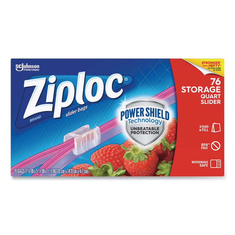 Slider Storage Bags, Quart, 5.88  x 1.88  x 7.88 , Clear, 76 Bags/Box, 9 Boxes/Carton
