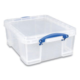 Snap-Lid Storage Bin, 4.49 gal, 11  x 18  x 4 , Clear/Blue, 4/Pack