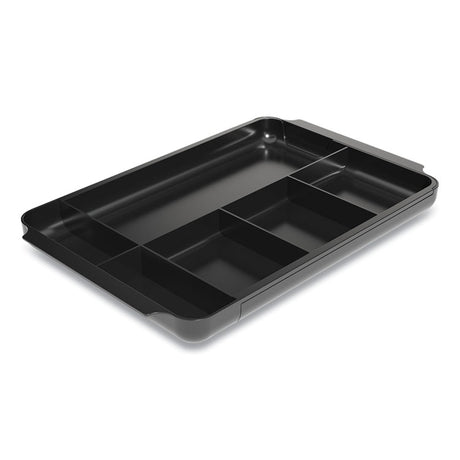 Seven-Compartment Expandable Plastic Drawer Organizer, 12.8 x 8.5 x 1.34, Black