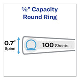 Mini Size Durable View Binder with Round Rings, 3 Rings, 0.5" Capacity, 8.5 x 5.5, White