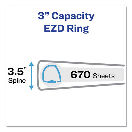 Durable Non-View Binder with DuraHinge and EZD Rings, 3 Rings, 3" Capacity, 11 x 8.5, Black, (8702)