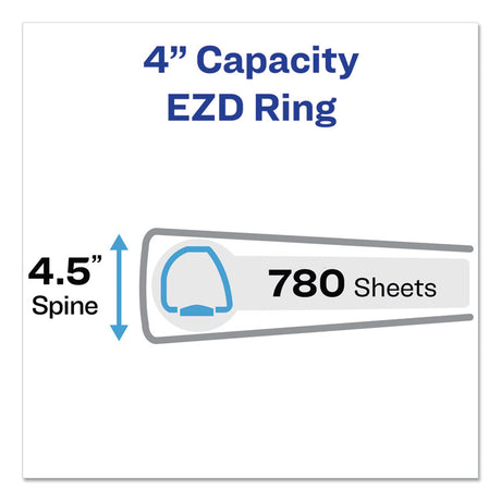 Durable Non-View Binder with DuraHinge and EZD Rings, 3 Rings, 4" Capacity, 11 x 8.5, Black, (8802)