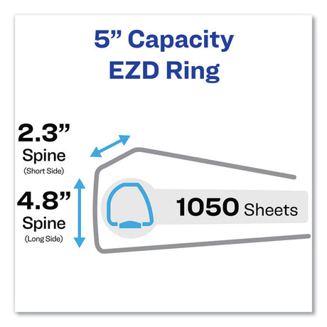 Durable Non-View Binder with DuraHinge and EZD Rings, 3 Rings, 5" Capacity, 11 x 8.5, Black, (8901)