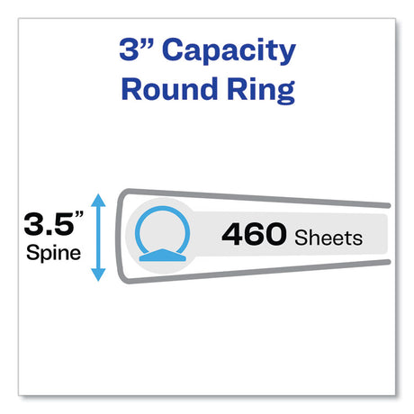 Economy View Binder with Round Rings , 3 Rings, 3" Capacity, 11 x 8.5, White, (5741)