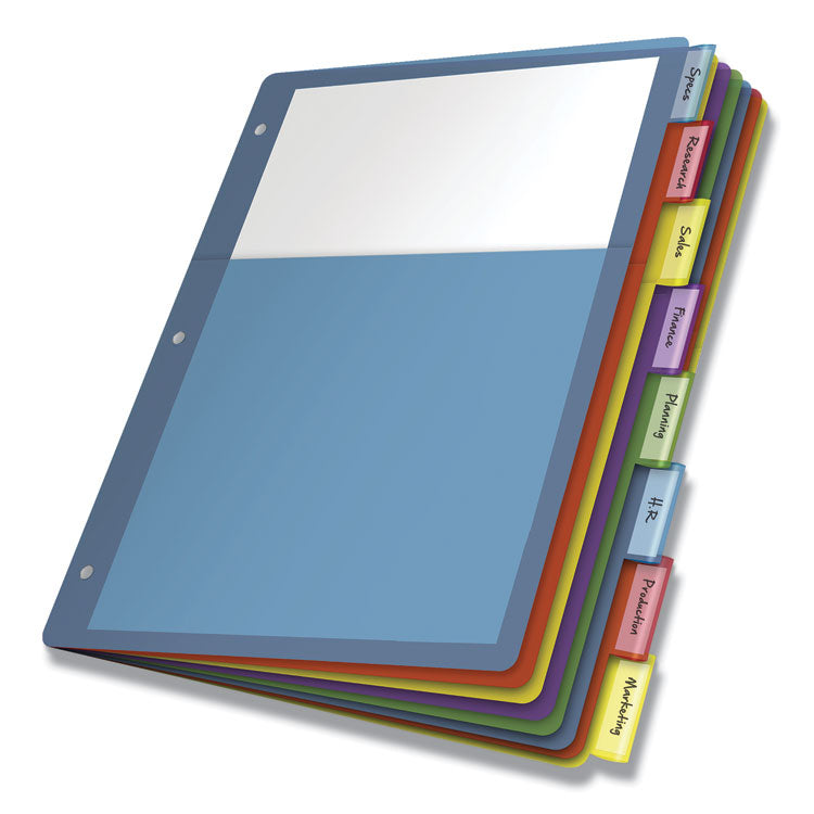 Poly 1-Pocket Index Dividers, 8-Tab, 11 x 8.5, Assorted