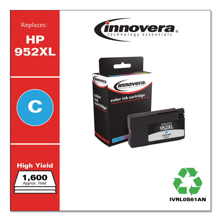 Remanufactured Cyan High-Yield Ink, Replacement for 952XL (L0S61AN), 1,600 Page-Yield