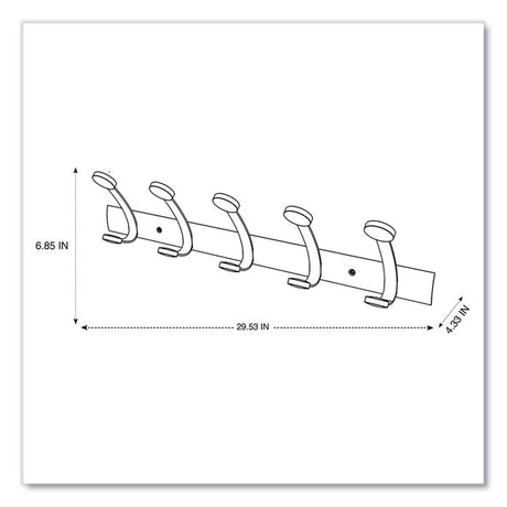 Wooden Coat Hook, Five Wood Peg Wall Rack, Brown/Silver, 45 lb Capacity