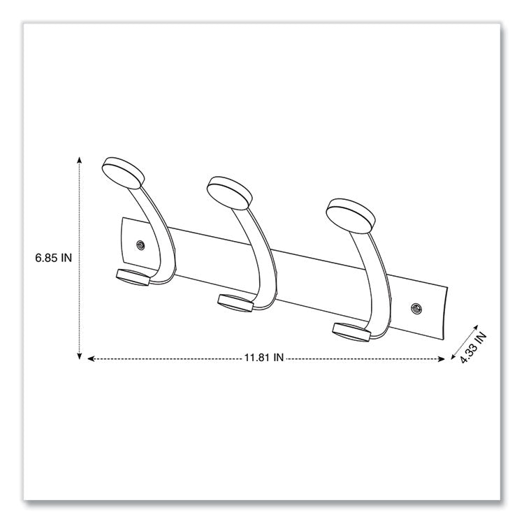 Wooden Coat Hook, Three Wood Peg Wall Rack, Brown/Silver, 45 lb Capacity