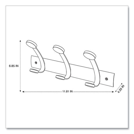 Wooden Coat Hook, Three Wood Peg Wall Rack, Brown/Silver, 45 lb Capacity