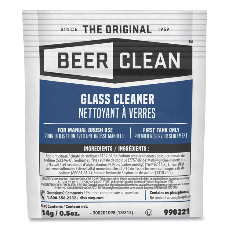 Beer Clean Glass Cleaner, Powder, 0.5 oz Packet, 100/Carton