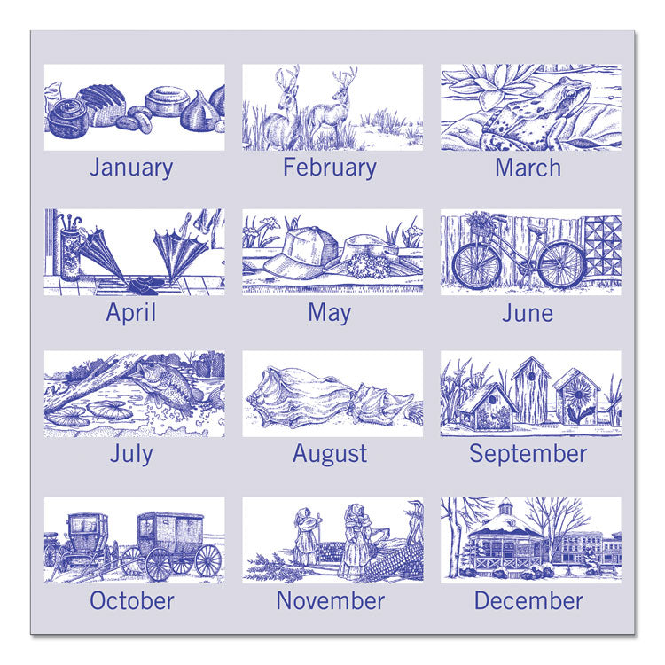 Illustrators Edition Wall Calendar, Victorian Illustrations Artwork, 12 x 12, White/Blue Sheets, 12-Month (Jan to Dec): 2025