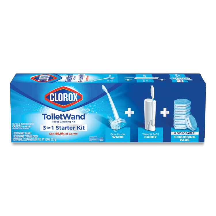 ToiletWand Disposable Toilet Cleaning System: Handle, Caddy and Refills, White, 6/Carton