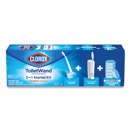 ToiletWand Disposable Toilet Cleaning System: Handle, Caddy and Refills, White, 6/Carton