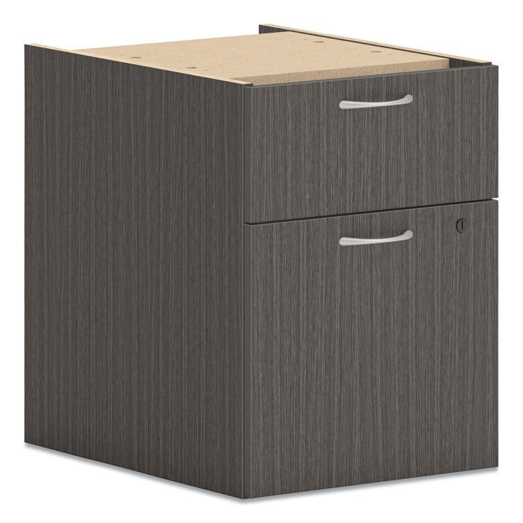 Mod Hanging Pedestal, Left or Right, 2-Drawers: Box/File, Legal/Letter, Slate Teak, 15  x 20  x 20