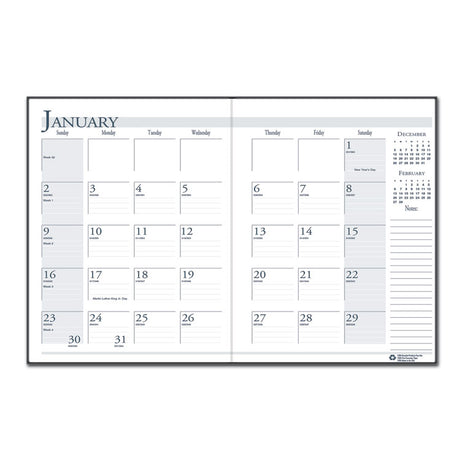 Recycled Ruled 14-Month Planner with Leatherette Cover, 11 x 8.5, Black Cover, 14-Month (Dec to Jan): 2023 to 2025