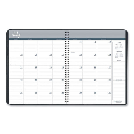 Academic Year 14-Month Recycled Ruled Monthly Planner, 11 x 8.5, Black Cover, 14-Month (July to Aug): 2024 to 2025