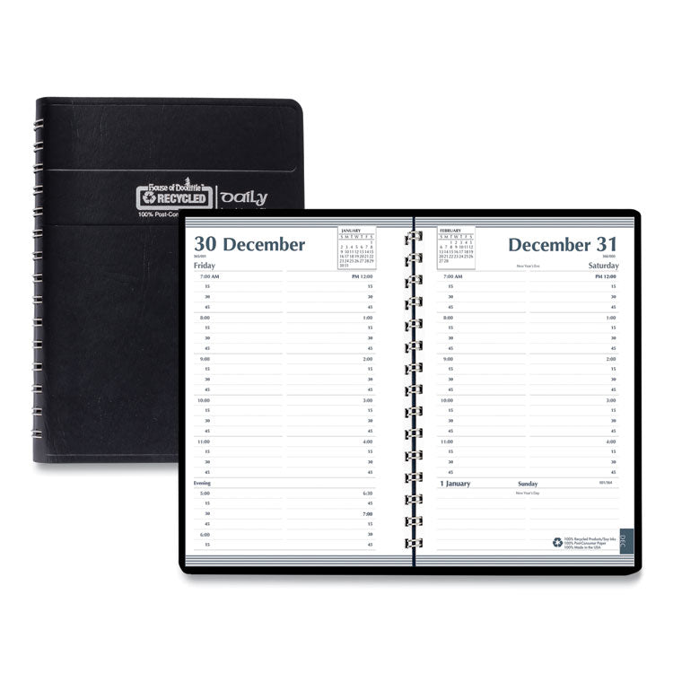 Memo Size Daily Appointment Book with 15-Minute Schedule, 8 x 5, Black Cover, 12-Month (Jan to Dec): 2025