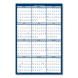 Recycled Poster Style Reversible/Erasable Yearly Wall Calendar, 66 x 33, White/Blue/Gray Sheets, 12-Month (Jan to Dec): 2025