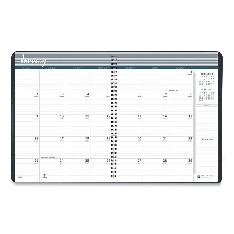 14-Month Recycled Ruled Monthly Planner, 8.75 x 6.78, Black Cover, 14-Month: Dec 2024 to Jan 2026